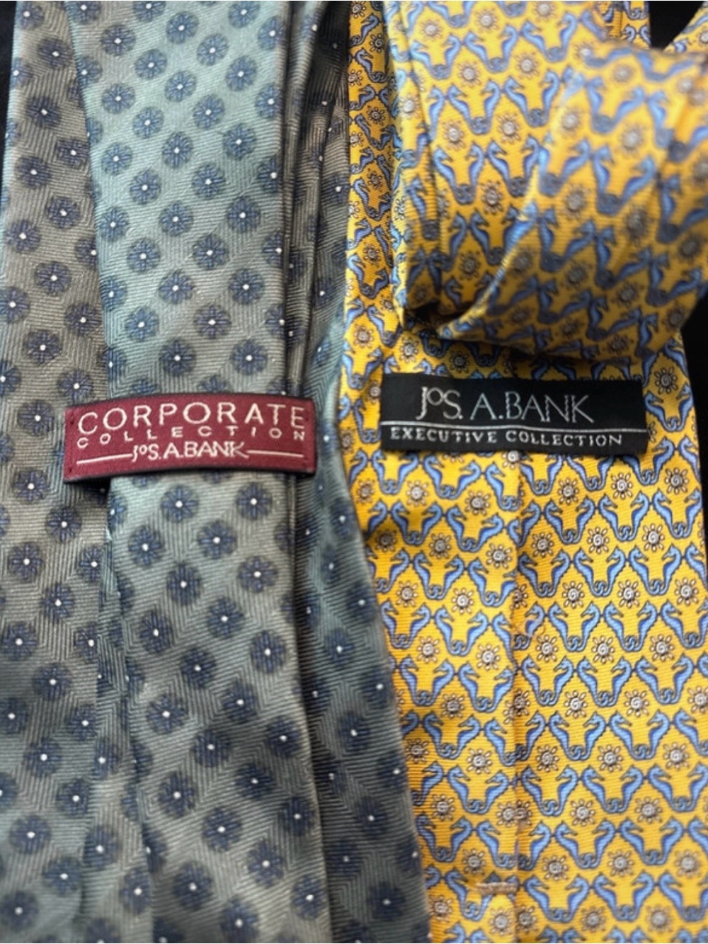 Jos. A. Bank Two-Tie Set in Yellow and Gray Patterned Silk
